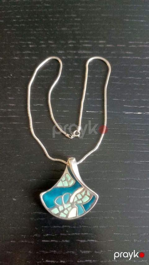 925 gümüş kolye - Material: 925 ayar gümüş (asma hissənin arxa — Fatmayı