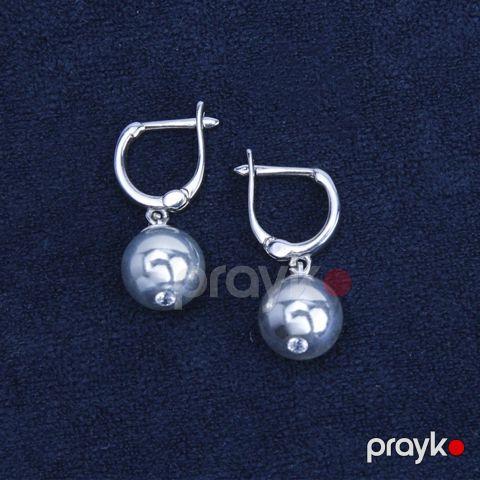 Qadın üçün sırğalar Azgold 223, boz — Bakı