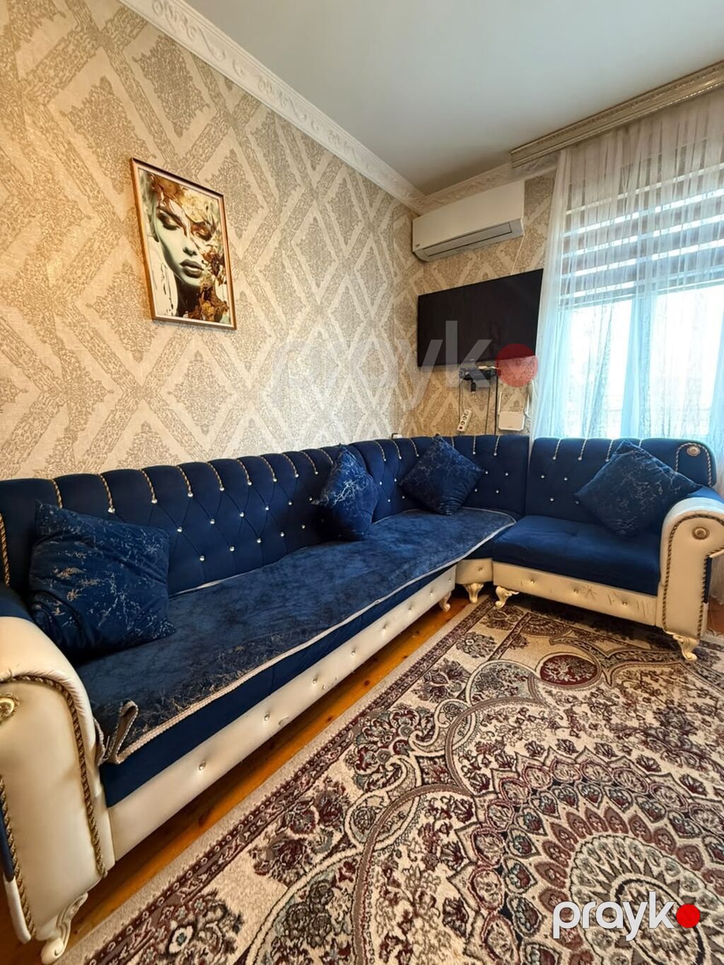 Künc divan dəsti – klassik üslub - Rəng: tünd göy (velur toxumalı — Yumşaq mobilya dəstləri, Bakı (2)