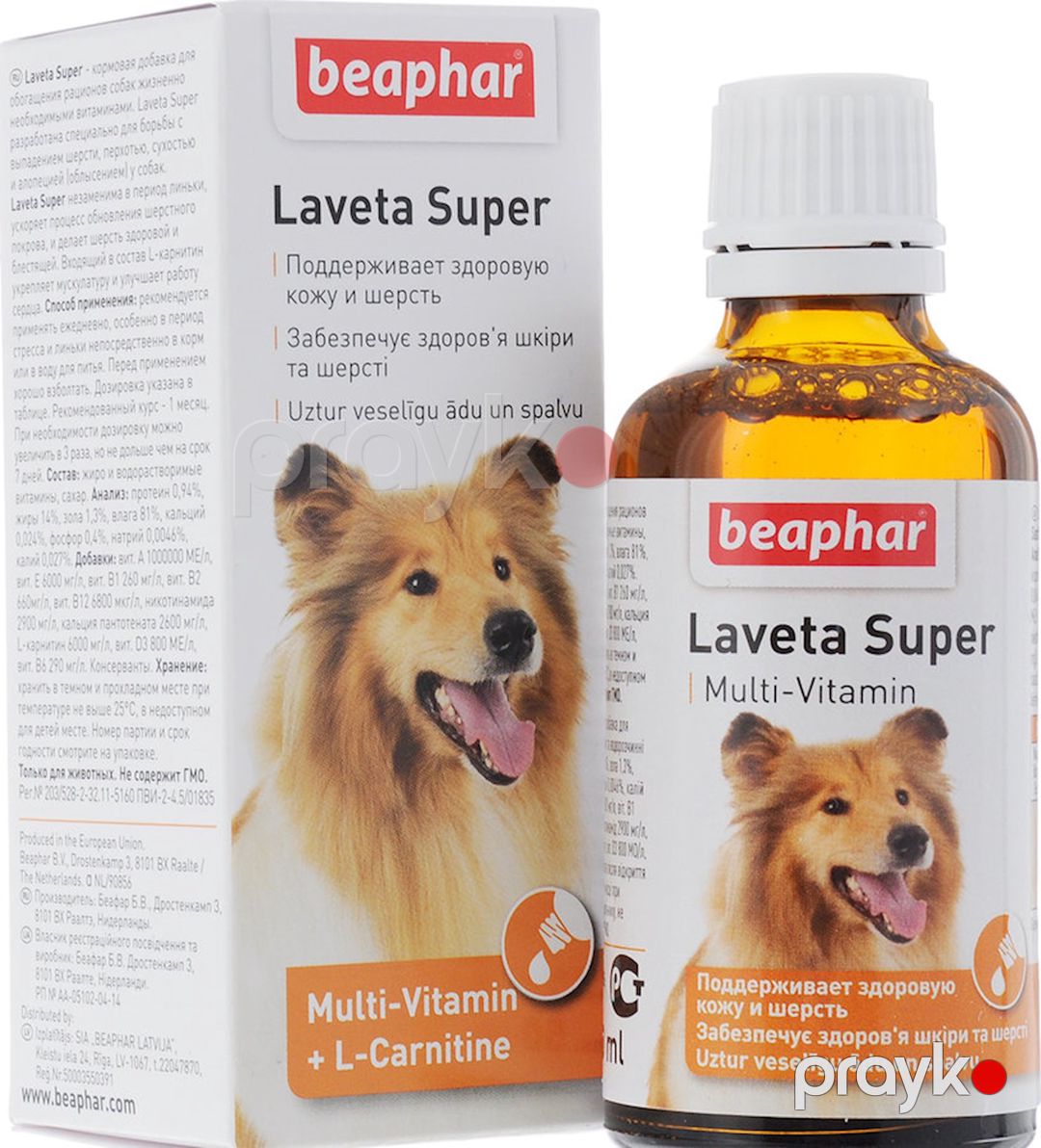 Vitaminlər Beaphar Laveta Super tüktökülmə əleyhinə gözəl parlaq xəz üçün, itlər üçün, 50 мл — Mallar, Bakı