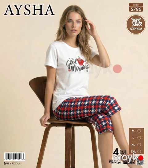 Kaprili pijama dəsti 5786, ağ, pambıq, ölçü L — Bakı