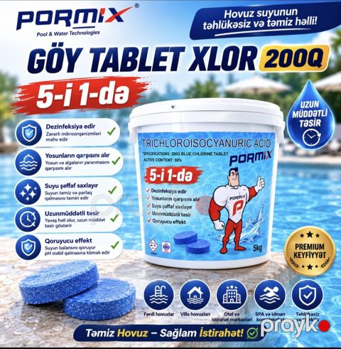 Hovuz üçün xlor tableti 5in1, 5 kq — Bakı