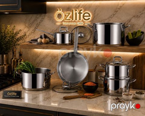 Qab-qacaq dəsti Özlife SU-LI0277, paslanmayan polad, 16/18/20/24/28 sm — Bakı
