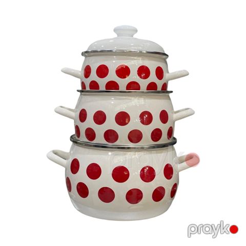 Qazan dəsti SHA-00002916, minalı örtük, ağ, 2 l/ 3.5 l/ 5 l — Bakı