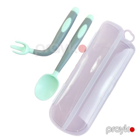 Qaşıq və çəngəl dəsti QC000002G, plastik, yaşıl/boz — Bakı