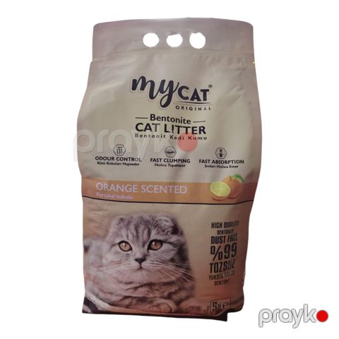 Topalanan pişik qumu My Cat Orange Scented, 5 L — Bakı