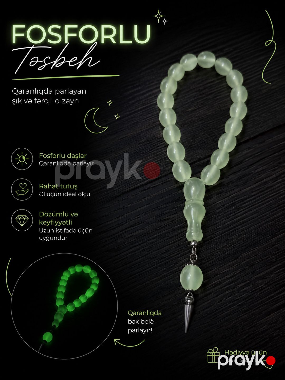 Təsbeh 78059396, yaşıl, plastik, 210 mm — Mallar, Bakı (2)
