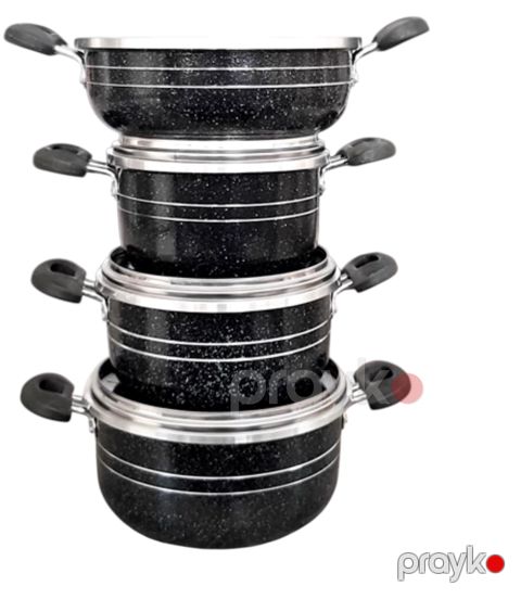 Qab-qacaq dəsti 17499027, qranit, qara, 20/24/28 sm, 7 əd — Bakı