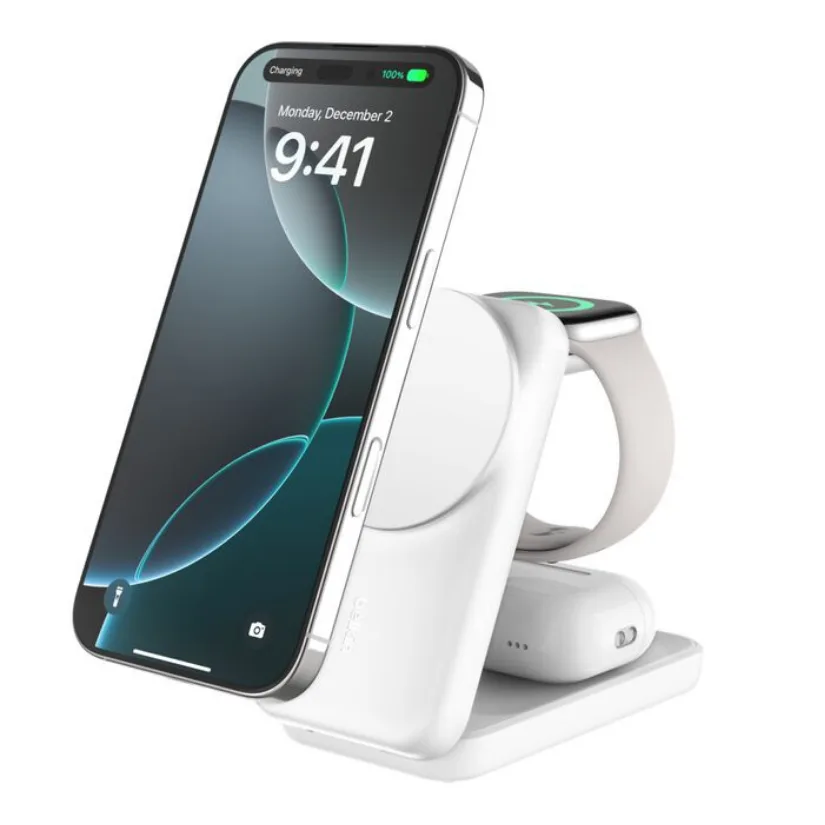 Enerji toplama cihazi Belkin 25W Qi2 3-in-1 Foldable charger White — Mallar, Bakı (6)