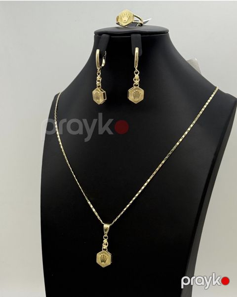 Bijuteriya dəsti Xuping Jewellery, Kulonlu zəncir və sırğa və üzük, Qadınlar üçün, Qızılı, Paslanmayan polad — Bakı