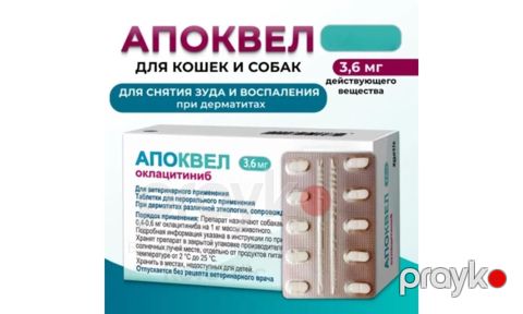 Preparat Zoetis Apoquel 3.6 mg, Dəri üçün, itlər üçün, 10 kq qədər, 20 həb — Bakı