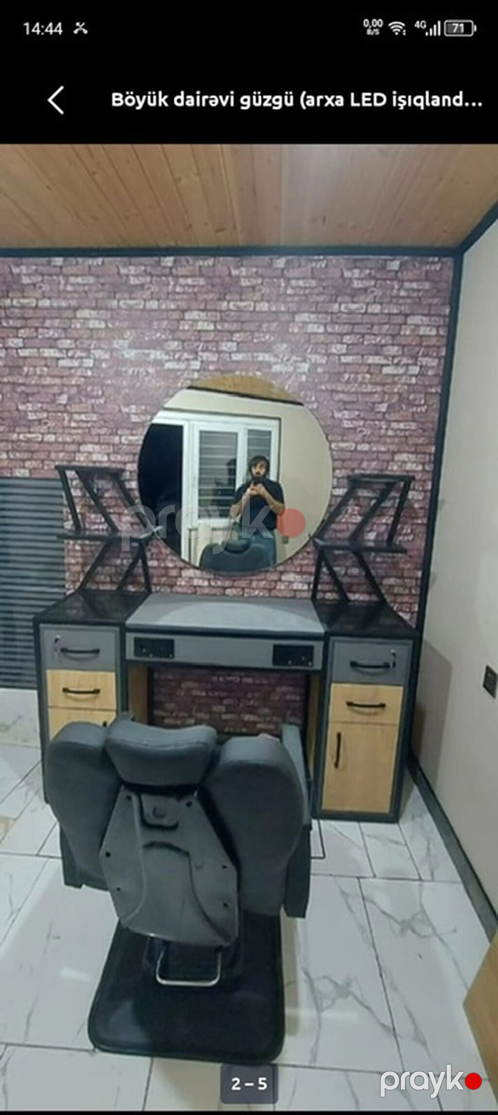 Bərbər - Böyük dairəvi güzgü – arxa tərəfdən LED işıqlandırma ilə — Salon mebeli, Digah (3)