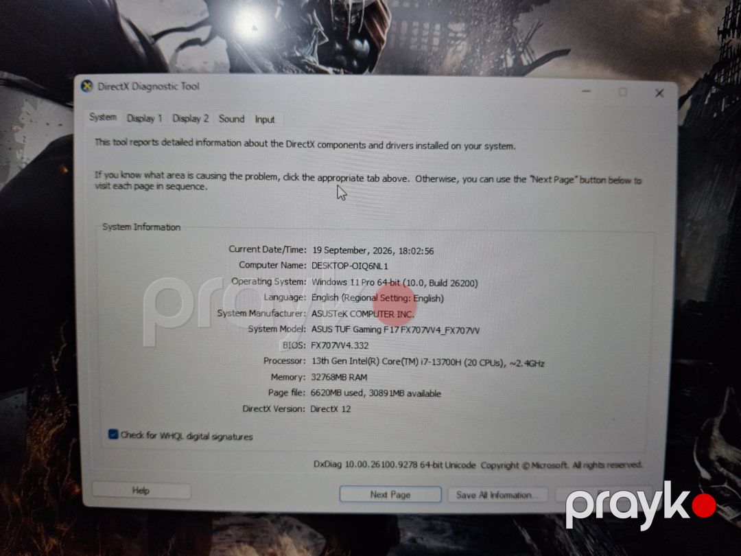 Asus Tuf Gaming F17 i7 13700H Rtx4060 8GB — Noutbuklar, Bakı (10)