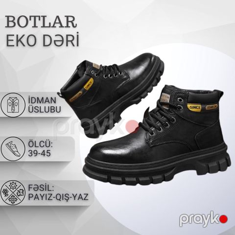 Kişilər üçün uzunboğaz botlar EB_1311, qara, eko dəri, ölçü 44 — Bakı