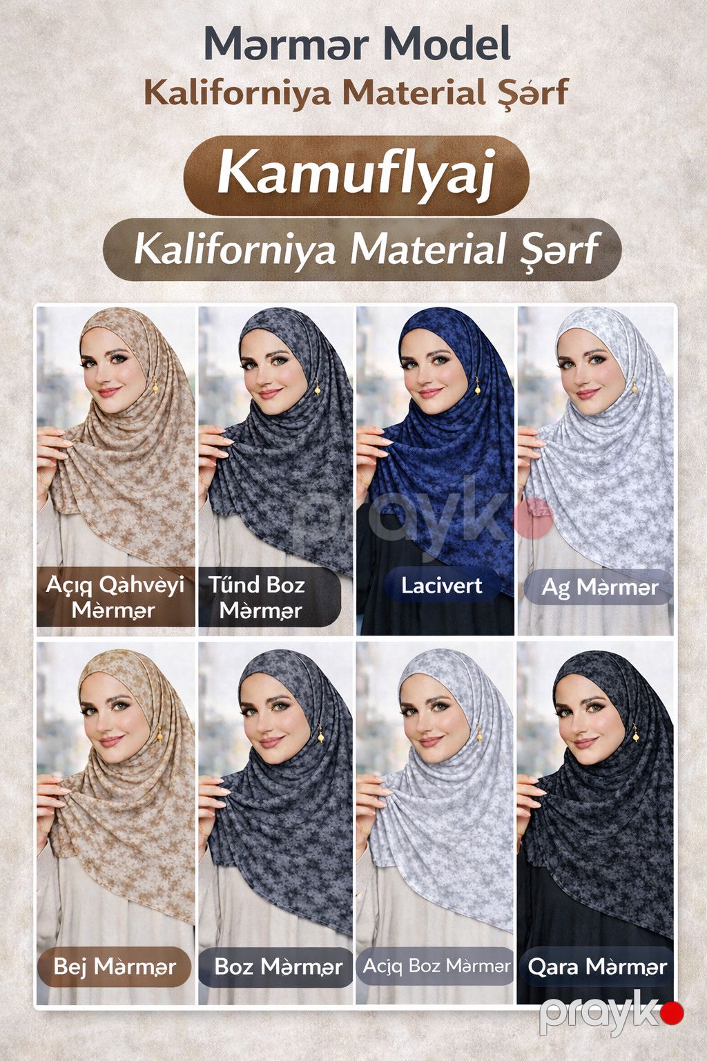 Hicab mərmər naxışlı 67470851, trikotaj, ağ — Mallar, Bakı (3)
