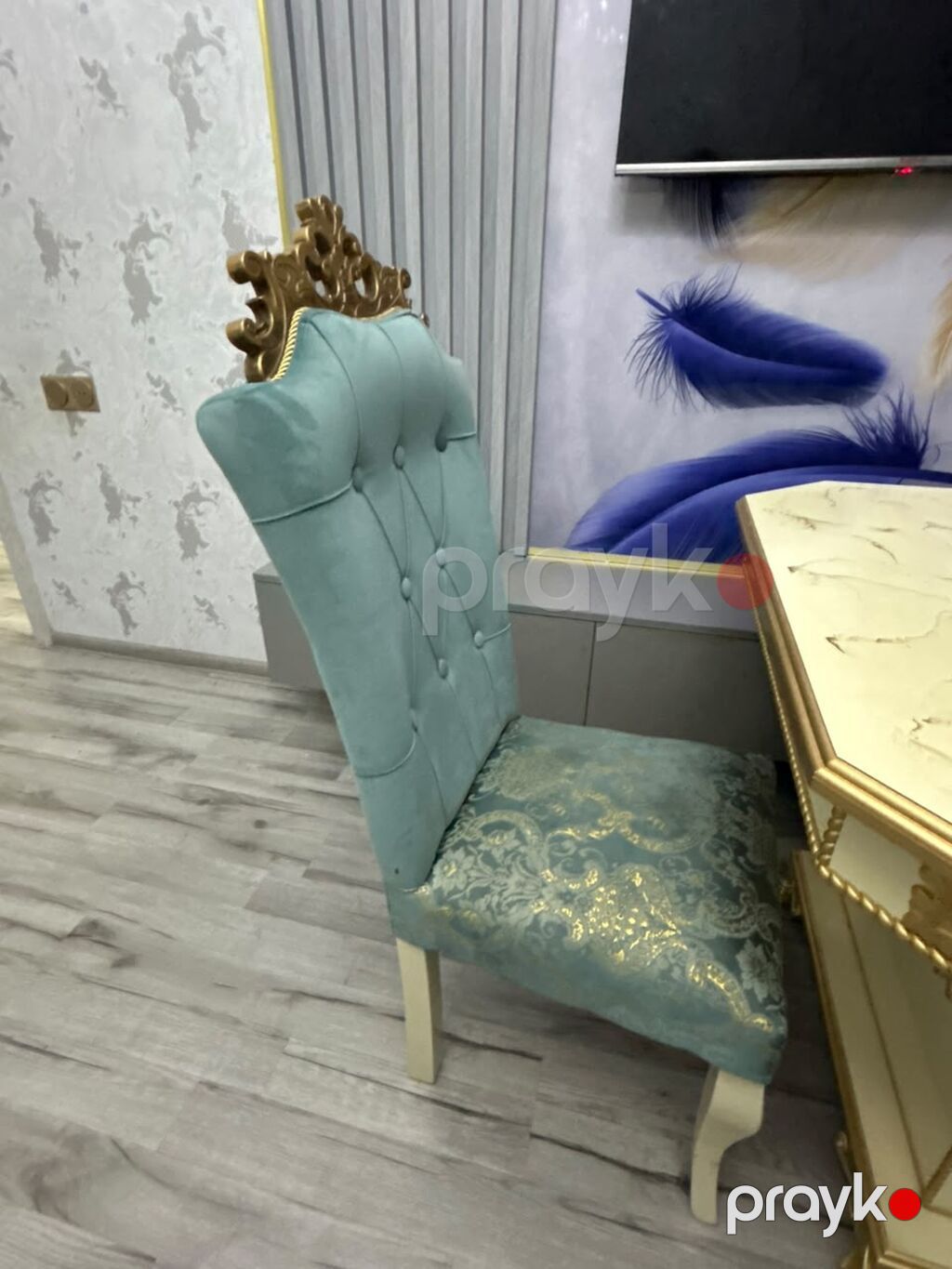 Qonaq otağı üçün, Yeni, Açılmayan, Dördbucaq masa, 8 stul — Masalar və stullar, Digah (2)