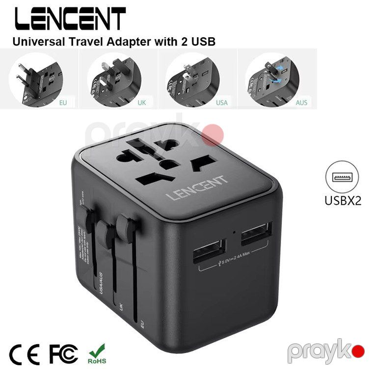 Lencent International Travel Adapter with 2 USB Ports All-in-One — Periferik cihazlar, Bakı (4)