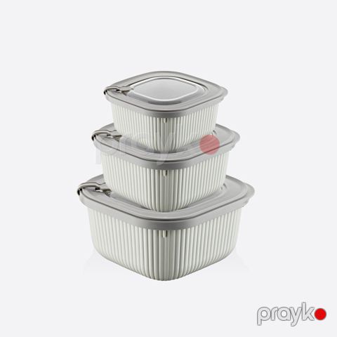 Mətbəx üçün vasitə Dünya Plastik 30906 saxlama qabı, 3 ədəd, 600/1100/1800 ml, qəhvəyi — Bakı