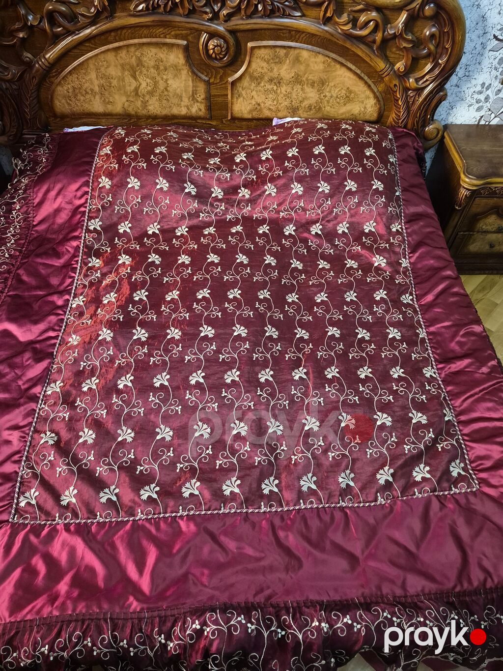 Bordo rəngli pərdə və yataq örtüyü dəsti - Rəng: dərin bordo/şərab — Pərdələr, kornişlər, jalüzilər, Bakı (3)