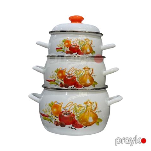 Qazan dəsti SHA-00002913, minalı örtük, ağ, 2 l/ 3.5 l/ 5 l — Bakı