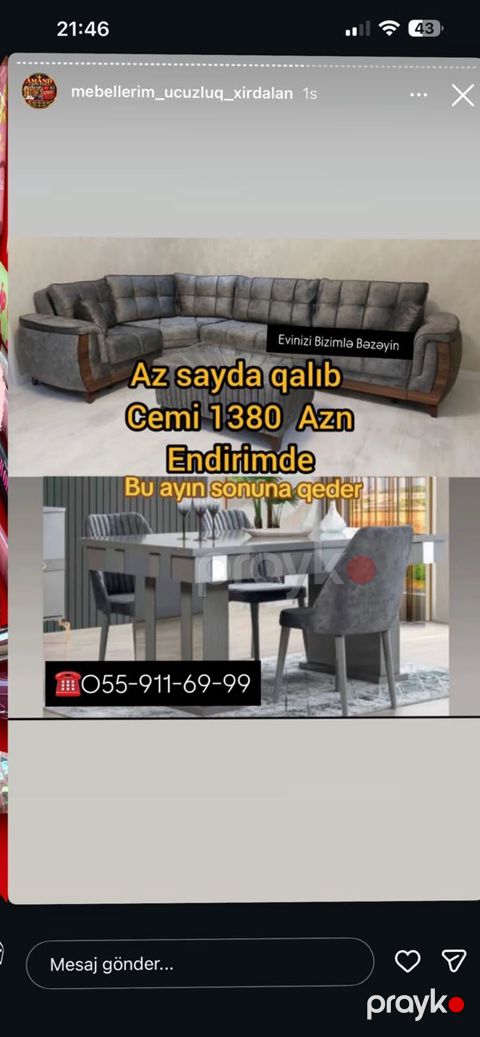 Məhsul: Yumşaq künc divan və yemək masası dəsti Təsvir: - Künc divan — Sumqayıt