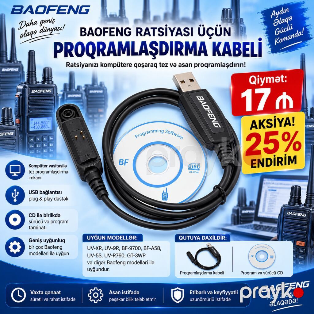 Baofeng ratsiyası üçün proqramlaşdırma kabeli, Bu proqramlaşdırma — Digər, Lənkəran (2)