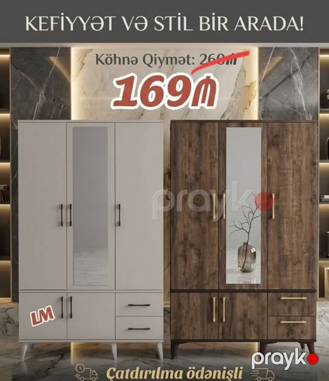 Üç qapılı laminat dolab – keyfiyyət və stil bir arada - Model: Üç — Bakı