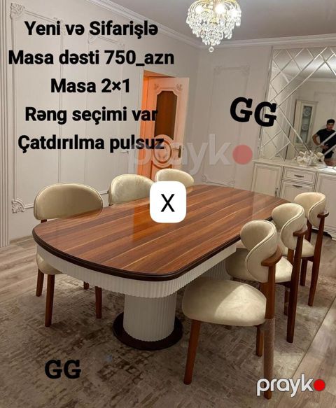 Mebel kateqoriyası: Masa və oturacaq dəsti - Model: Yemək otağı masa — Bakı