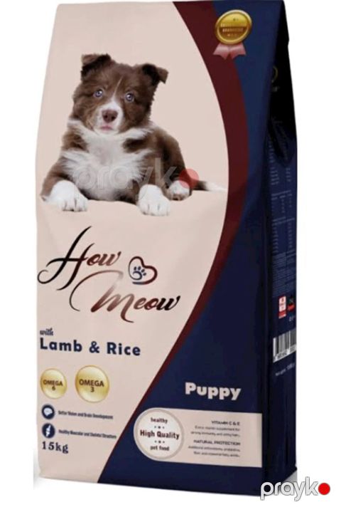 Quru yem How Meow Puppy Dog, küçüklər üçün, quzu əti və düyü ilə, 15 kq — Bakı