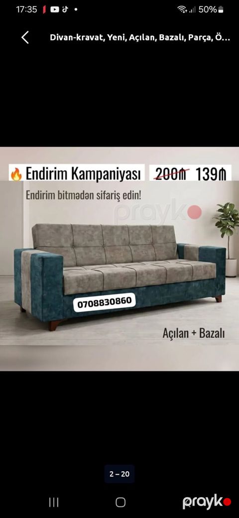 Divan‑kravat – açılan və bazalı model - Funksional dizayn: gündəlik — Bakı