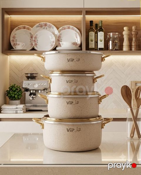 Qab-qacaq dəsti VİP Chef 030967_RB ağ, paslanmayan polad, qazan 20/24/28 sm, tava 28 sm — Bakı