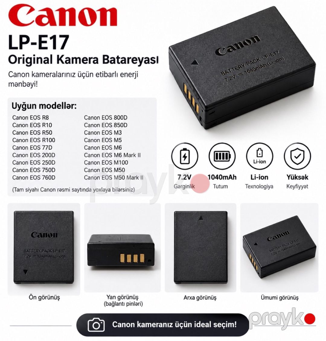 Canon kameralar üçün batareya — Foto və video texnikası, Bakı (2)
