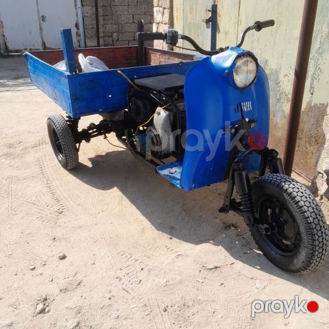Yükdaşıma üçün üçtəkərli motosiklet (cargo skuter) - Rəng: mavi - Ön — Digah