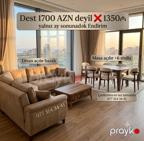 Qonaq otağı mebel dəsti - Künc divan: açılır və bazalı, yumşaq — Bakı