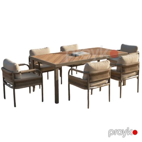 Bağ üçün mebel dəsti Garmy Tokyo 8 nəfərlik, masa ölçüsü 100x240 sm, krem — Bakı
