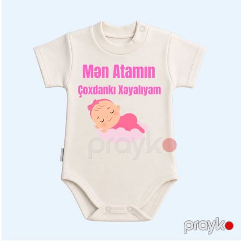 Qızlar üçün bodi Atamın çoxdankı Xəyalıyam, ağ, pambıq, ölçü 6.-9 ay — Bakı