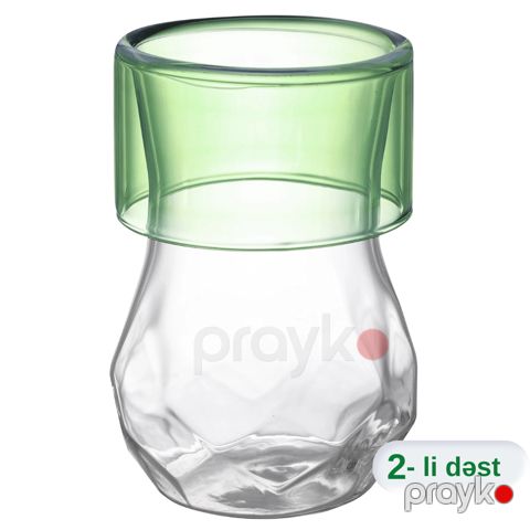 Armudu stəkan dəsti Aramoro Lysora, şüşə, şəffaf/yaşıl, 140 ml, 2 əd — Bakı