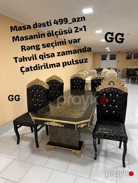 Yeni və Sifarişlə Masa dəsti 499_azn Masanin ölçüsü 2×1 Rəng seçimi — Bakı