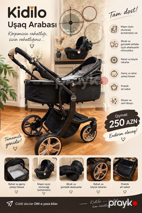 Kidilo Uşaq Arabası – Komplekt dəst - Tam dəst: avtomobil üçün — Bakı