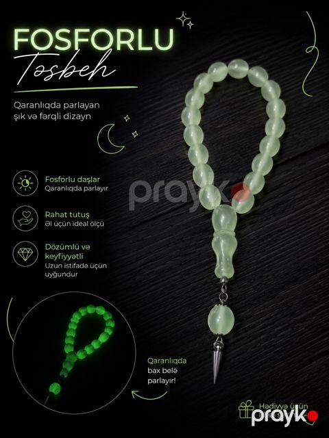Təsbeh 78059396, yaşıl, plastik, 210 mm — Bakı