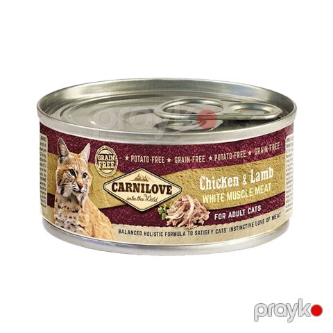 Pişiklər üçün konserv Carnilove Chicken & Lamb, toyuq və quzu əti ilə, 100 qr — Bakı