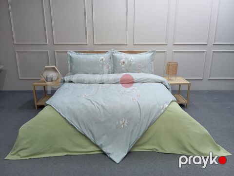 Yataq dəsti Hanzade BL03, pambıq, açıq yaşıl, mələfə 230x250 sm, yorğan üzü 200x220 sm, yastıq üzü 50x70 sm 2 əd, ikinəfərlik — Bakı