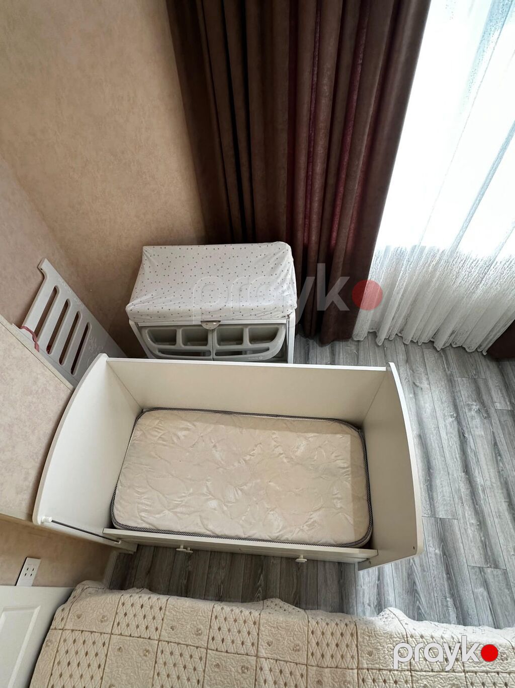 Uşaq beşiyi və uşaq baxım masası (dəst) - Rəng: ağ - Material — Uşaq mebeli dəstləri, Bakı (4)