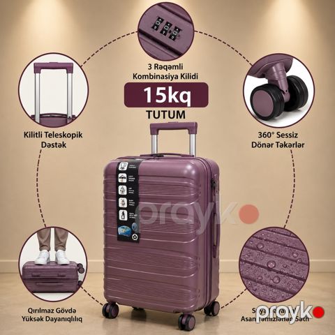 Çamadan VC2699048, ABS plastik, bənövşəyi, 4 təkər, ölçü M — Bakı