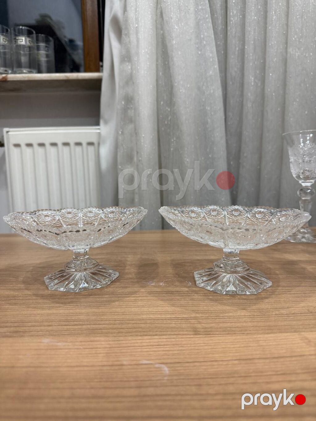 Klassik naxışlı şüşə desert qabları – 2 ədəd set Material: şəffaf — Süfrə qabı, Xırdalan (2)