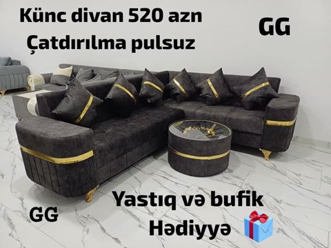 Modern dizaynlı künc divan dəsti - Ölçü: geniş L‑şəkilli künc divan — mebeldivansifarisle — Комплекты мягкой мебели