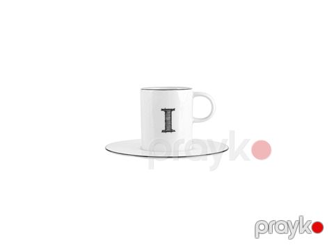 Qəhvə cütü Porland Letter I 04A+P021898, ağ, 85 ml — Bakı