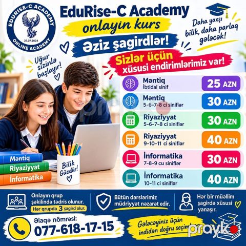 EduRise-C Academy – onlayn kurs Fənlər və siniflər: - Məntiq (ibtidai — Masazır