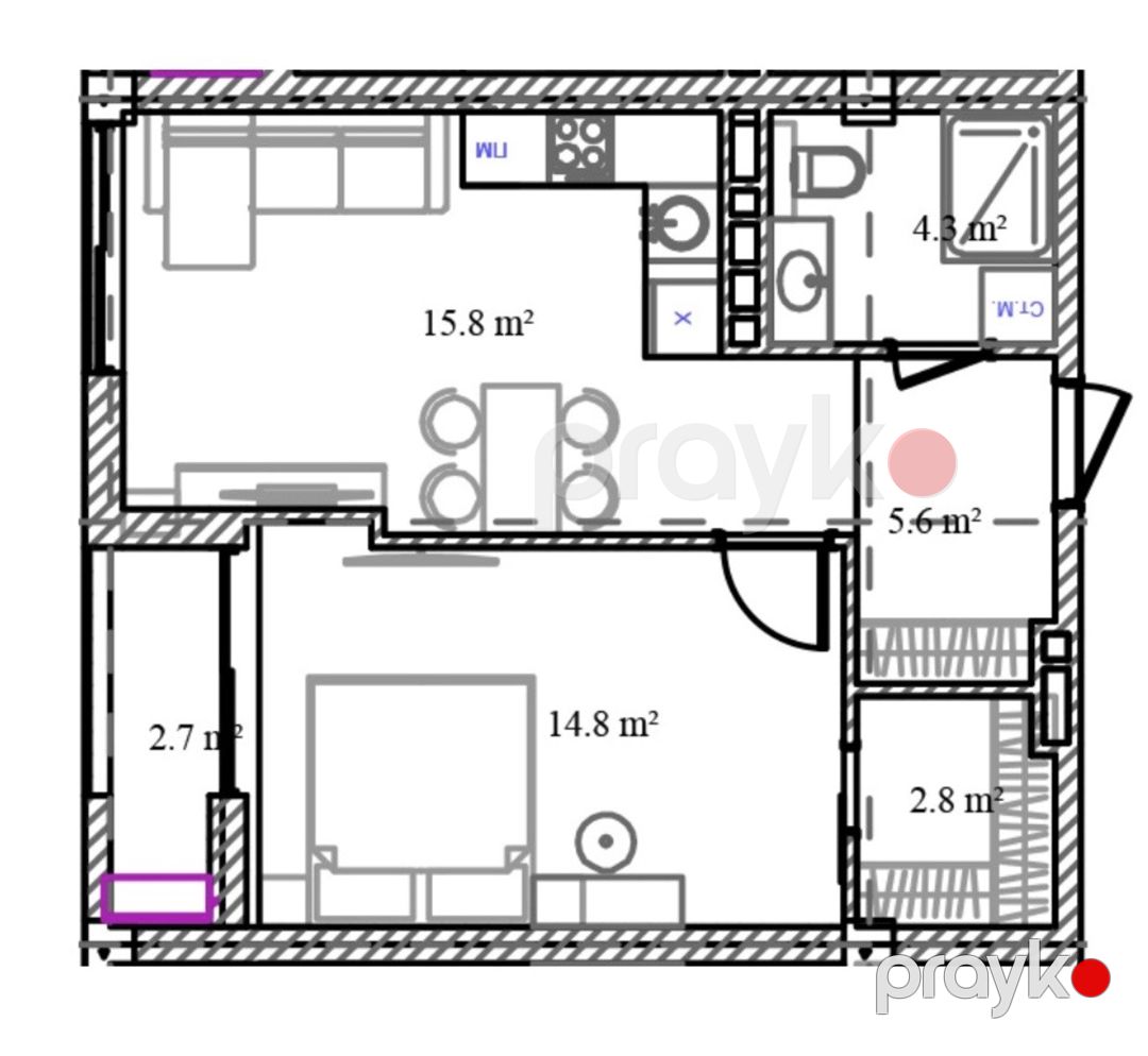 Satılır 1 otaqlı yeni tikili 53 m² — Mənzil, Bakı (4)