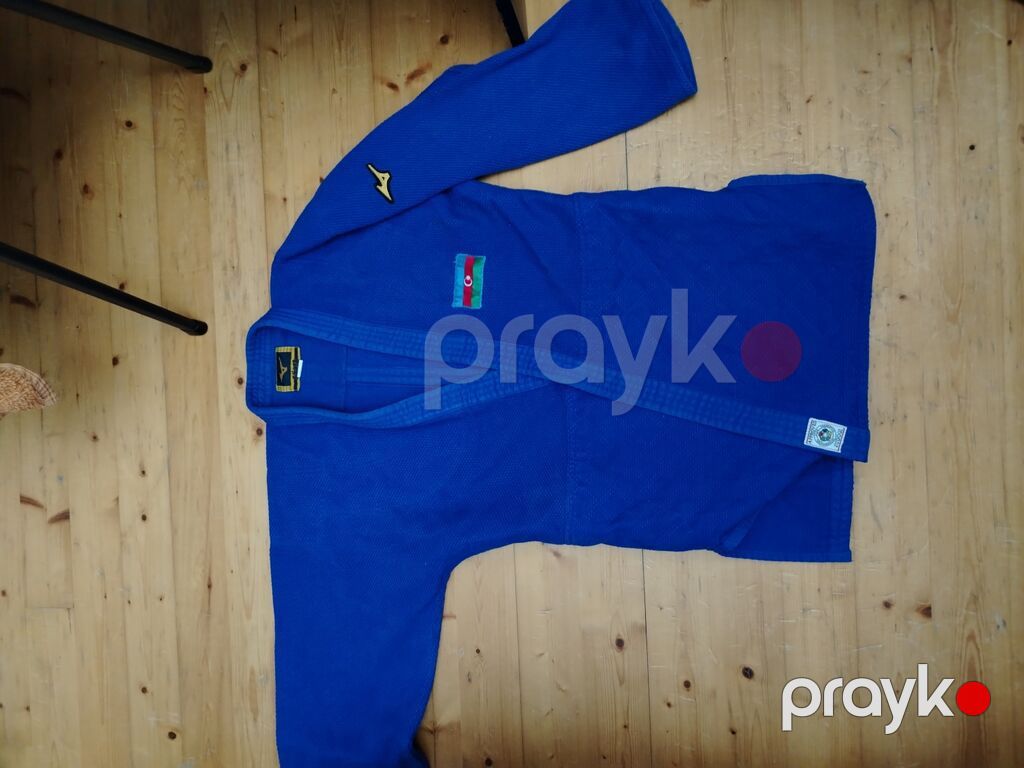 Mavi rəngli cüdo kimono dəsti - Brend: Mizuno (loqolu) - Dəst: yuxarı — İdman geyimi, Xırdalan (2)